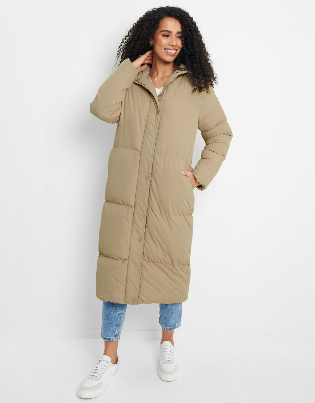 Mocha Brown Maxi Puffer Jacket