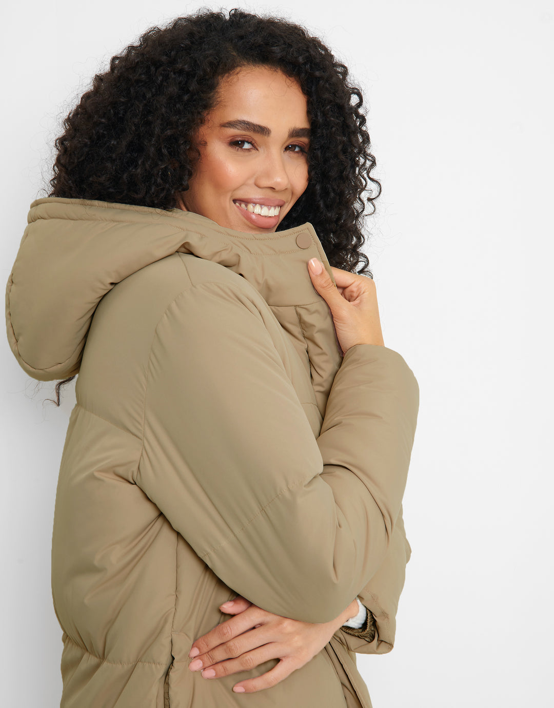 Mocha Brown Maxi Puffer Jacket