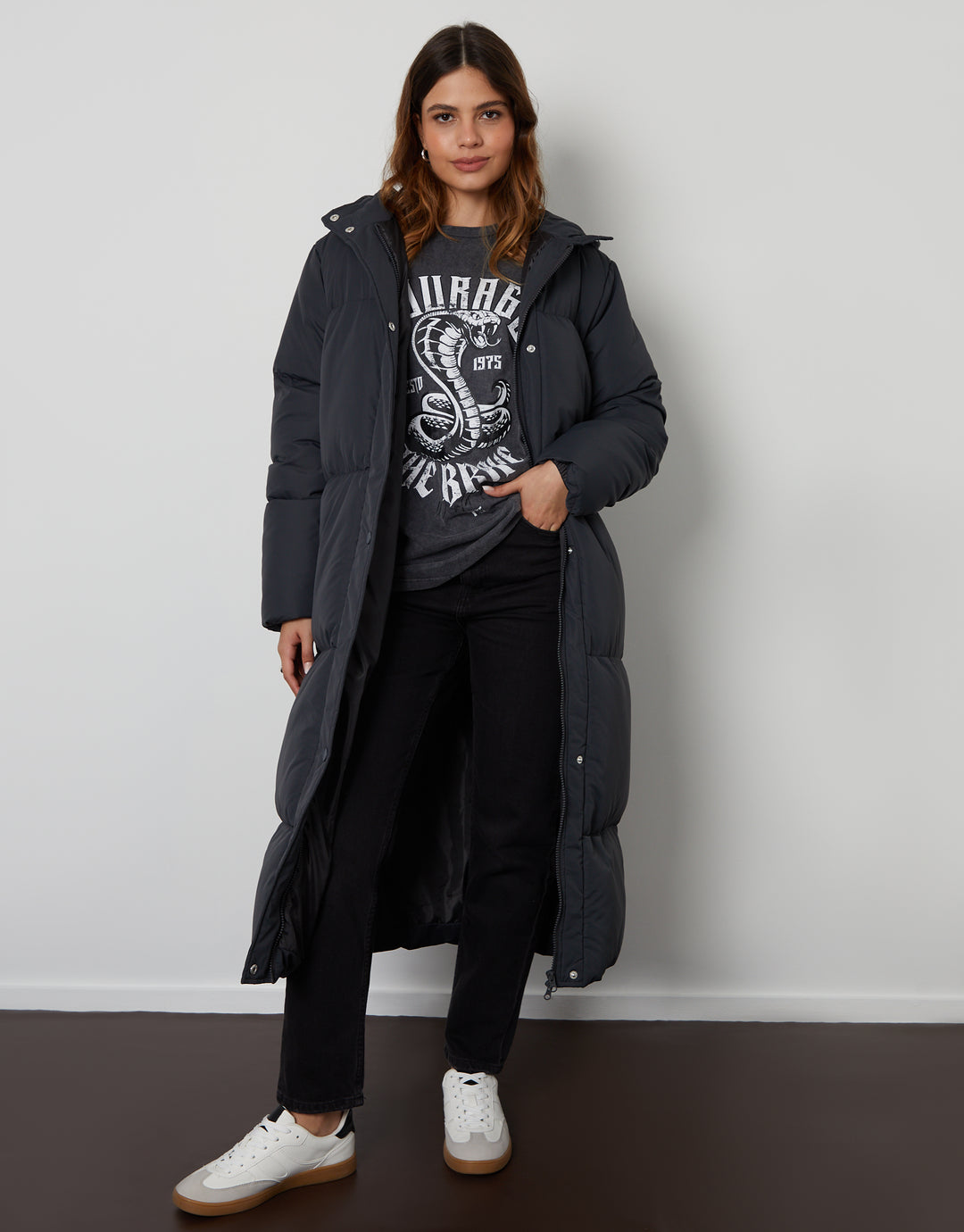 Charcoal Grey Maxi Puffer Jacket