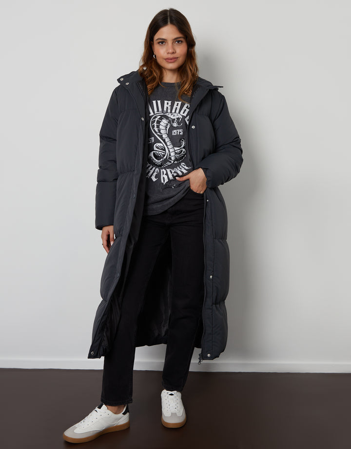 Charcoal Grey Maxi Puffer Jacket