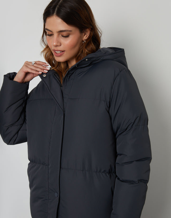 Charcoal Grey Maxi Puffer Jacket