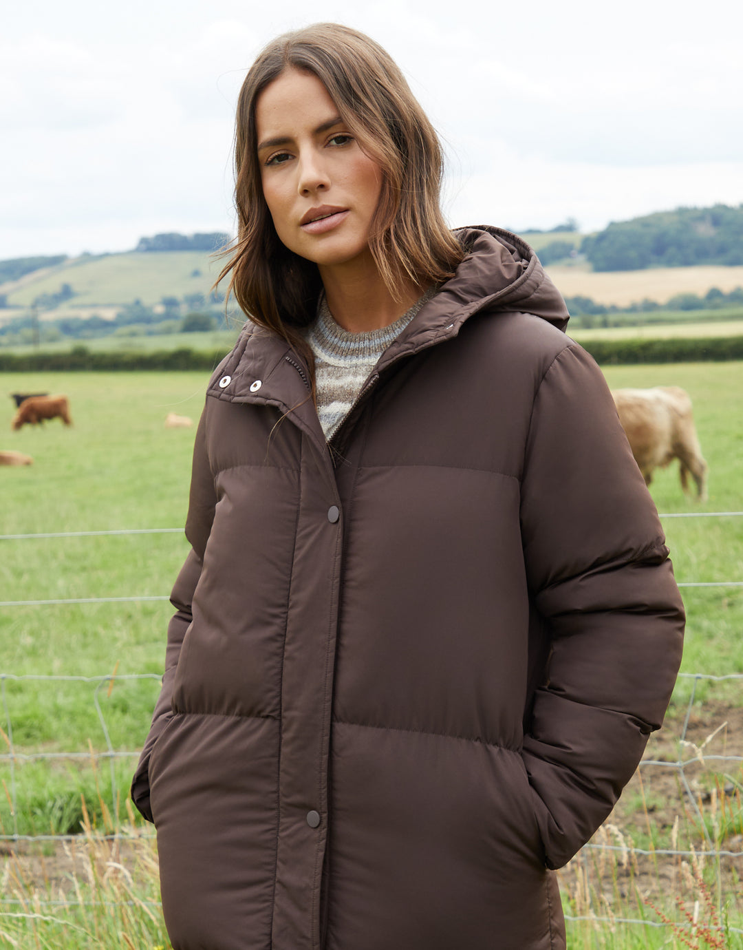 Chocolate Brown Petite Maxi Puffer Jacket