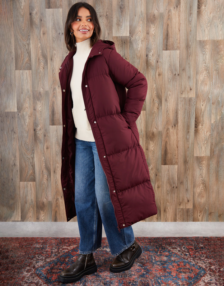 Berry Red Maxi Puffer Jacket