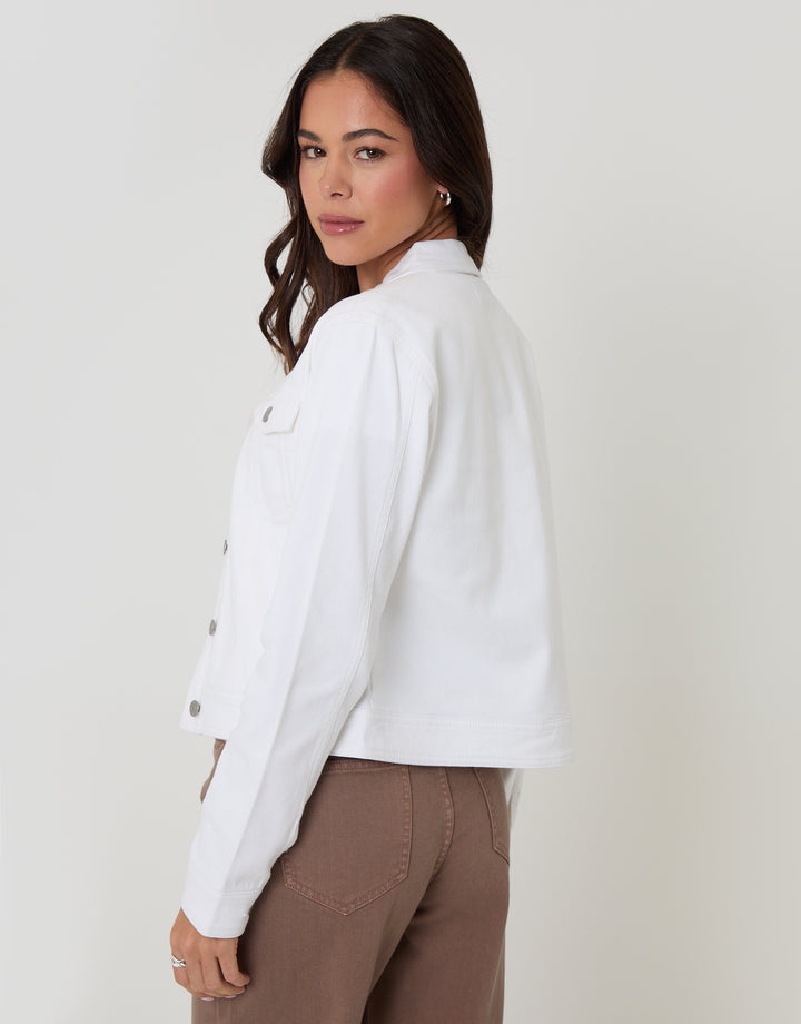Threadbare Stretch Denim Jacket in White - side view