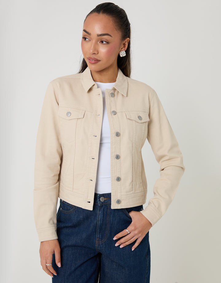 Ecru Stretch Denim Jacket