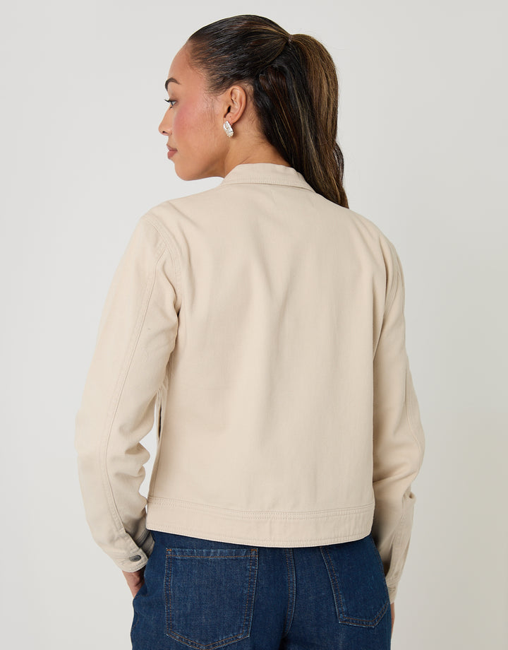 Ecru Stretch Denim Jacket