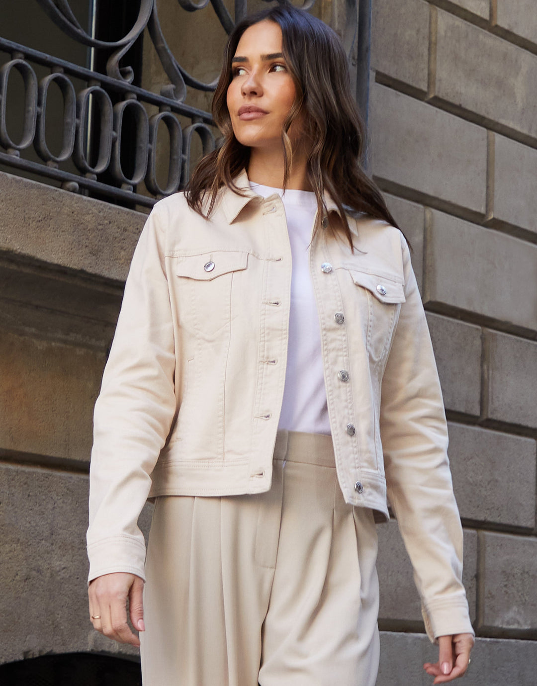 Ecru Stretch Denim Jacket