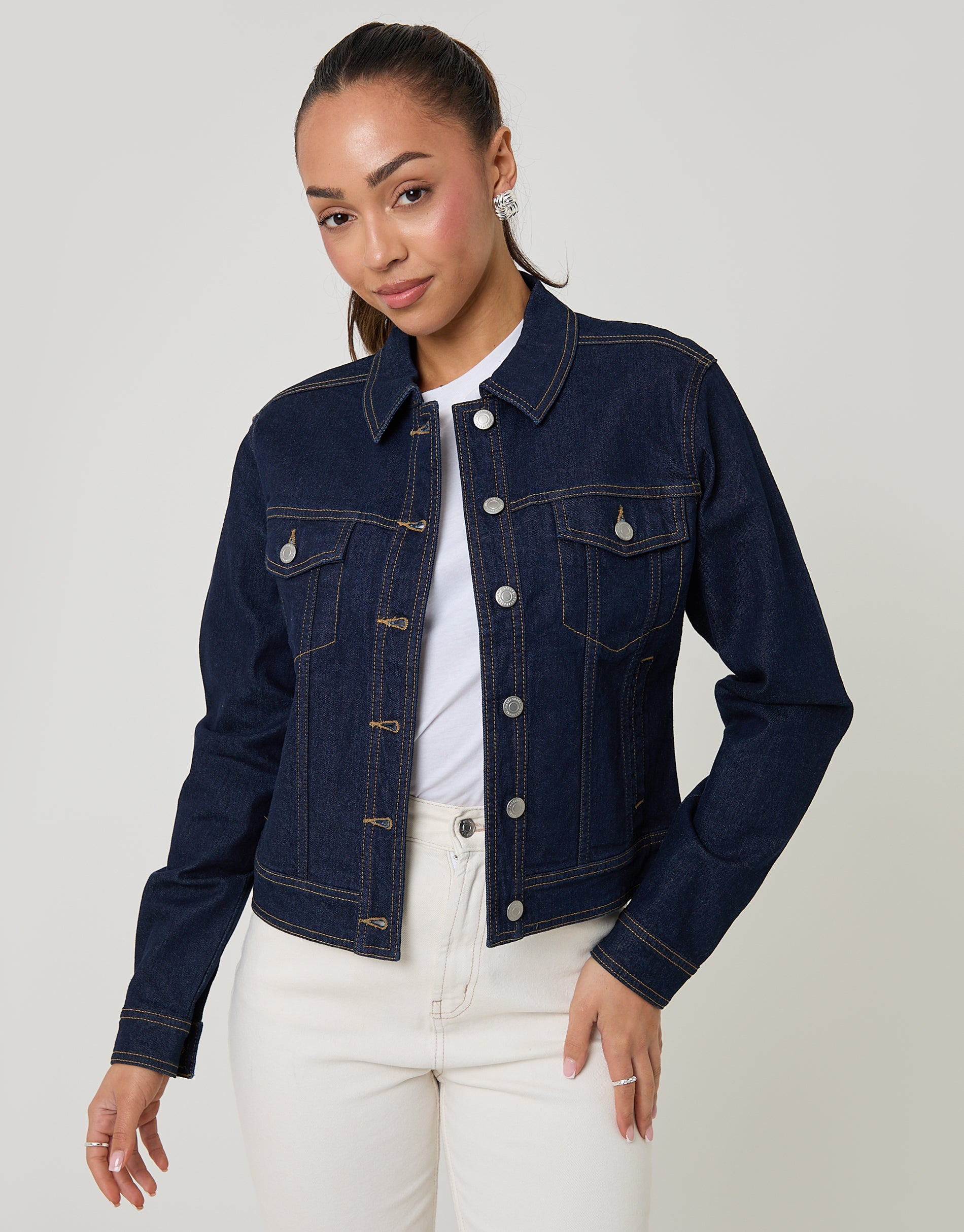 Stretch Denim Jacket in Indigo Wash