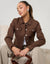 Chocolate Brown Stretch Denim Jacket