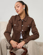 Chocolate Brown Stretch Denim Jacket