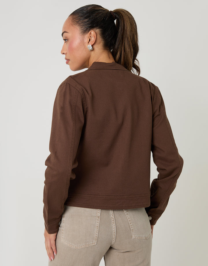 Chocolate Brown Stretch Denim Jacket