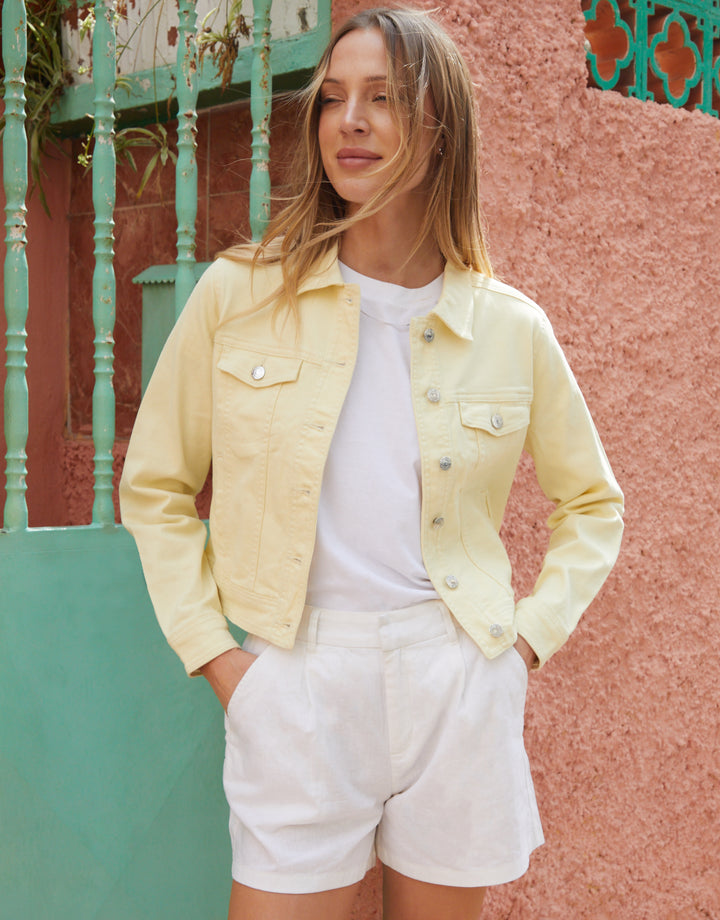 Yellow Stretch Denim Jacket