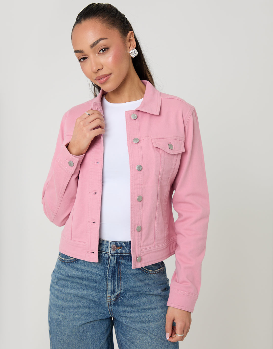 Pink Stretch Denim Jacket
