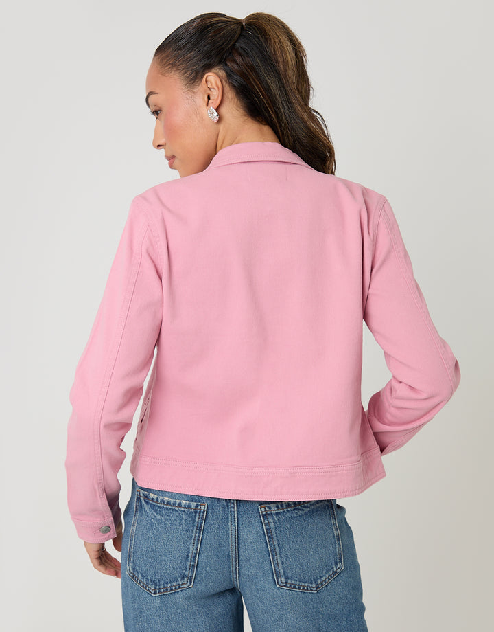 Pink Stretch Denim Jacket