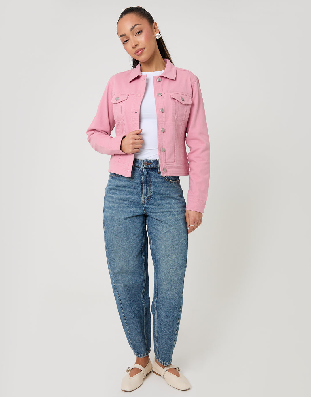 Pink Stretch Denim Jacket
