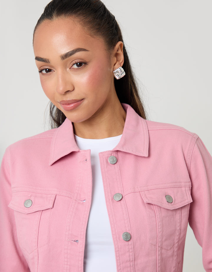 Pink Stretch Denim Jacket