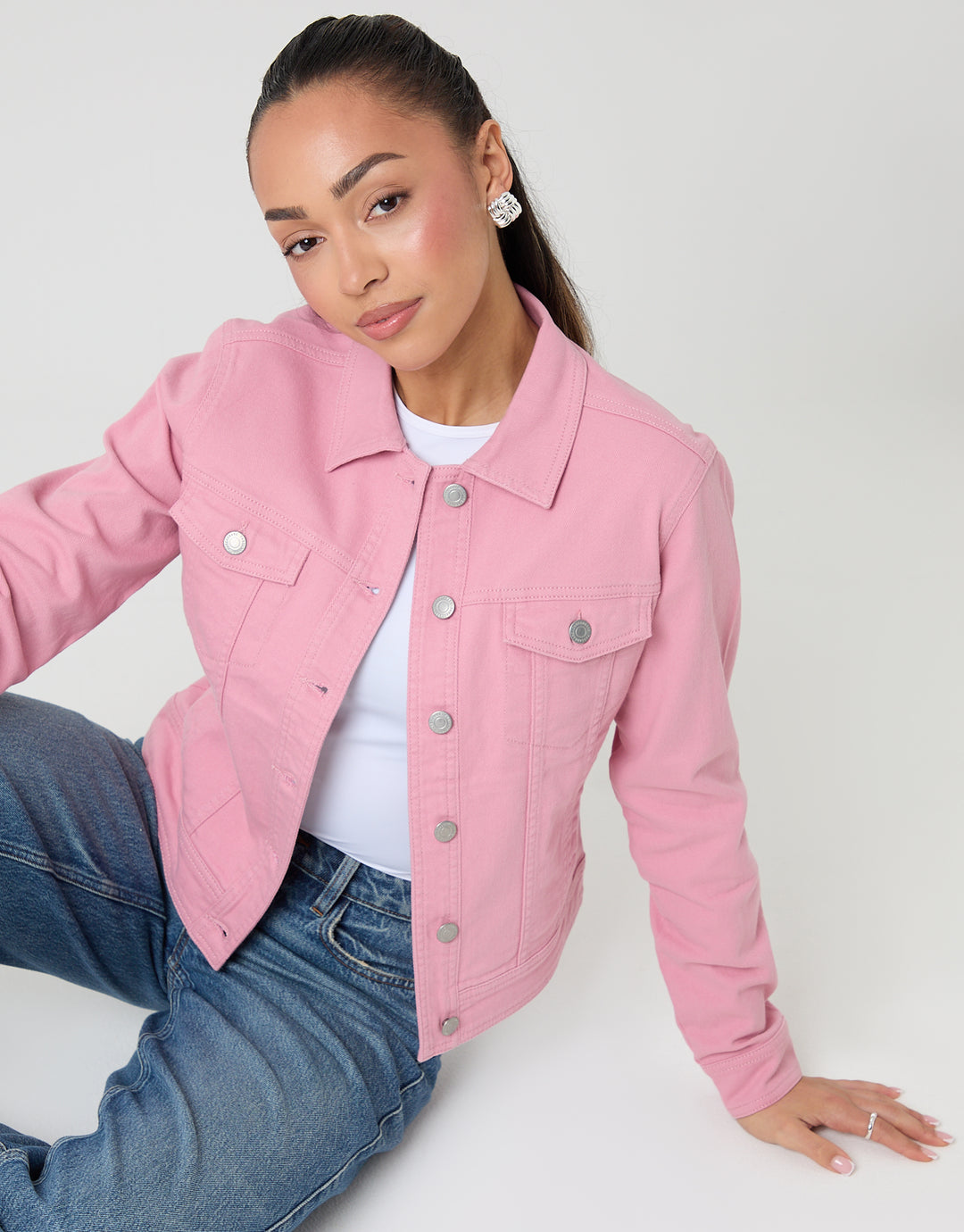 Pink Stretch Denim Jacket