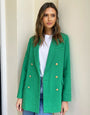 Green Oversized Double Breasted Bouclé Blazer