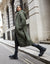 Khaki Green Diamond Quilted Belted Coat