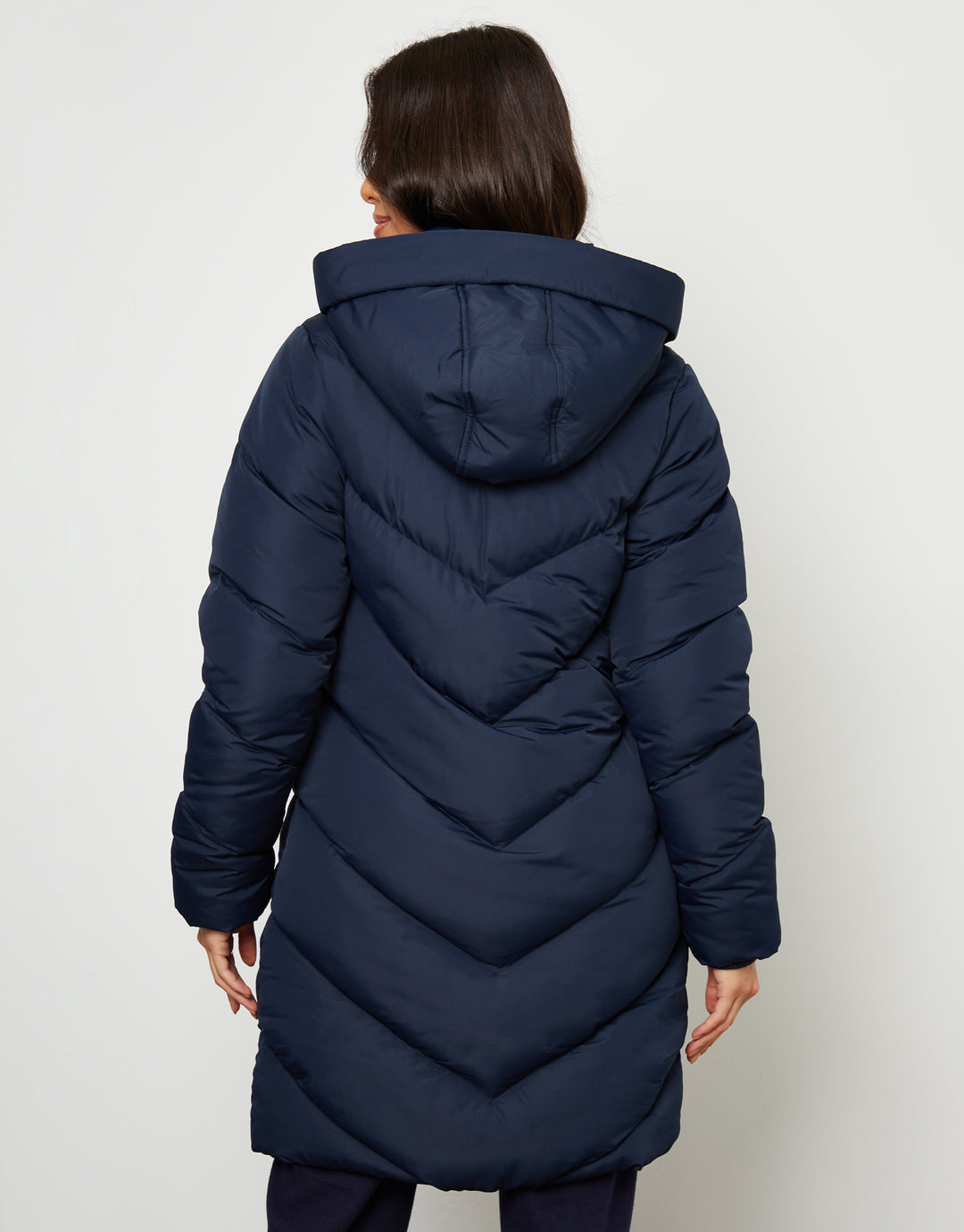 Navy Padded Mid Length Hooded Puffer Jacket