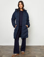 Navy Padded Mid Length Hooded Puffer Jacket