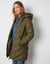 Khaki Green Padded Mid Length Hooded Puffer Jacket