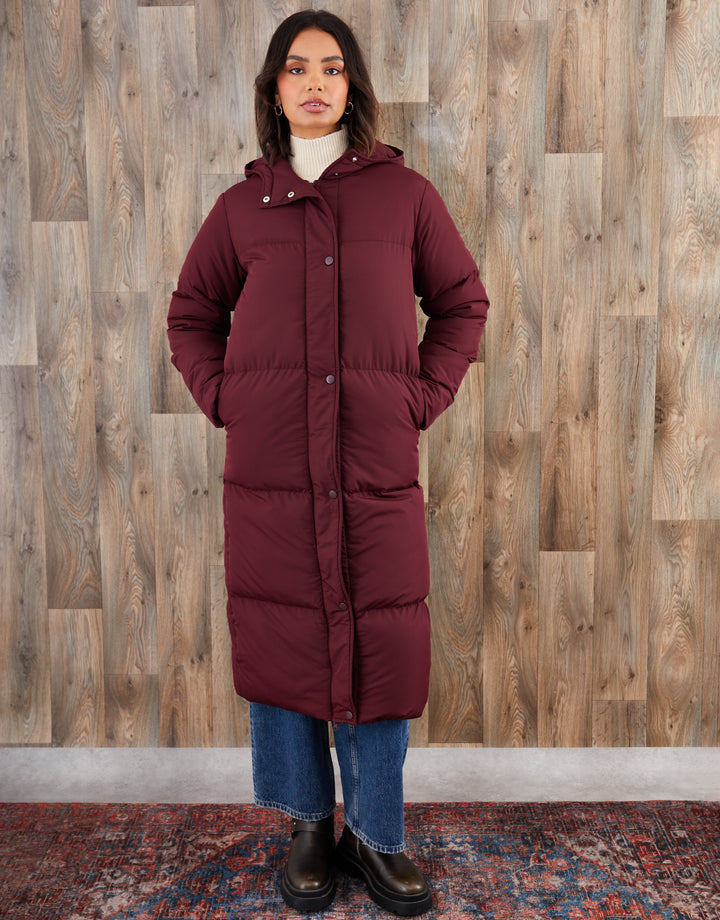 Berry Red Petite Maxi Puffer Jacket