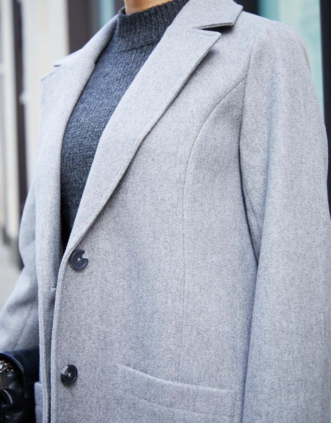 Single Breasted Relaxed Formal Coat in Grey
