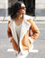 Tan Brown Faux Fur Trim Faux Suede Aviator Jacket