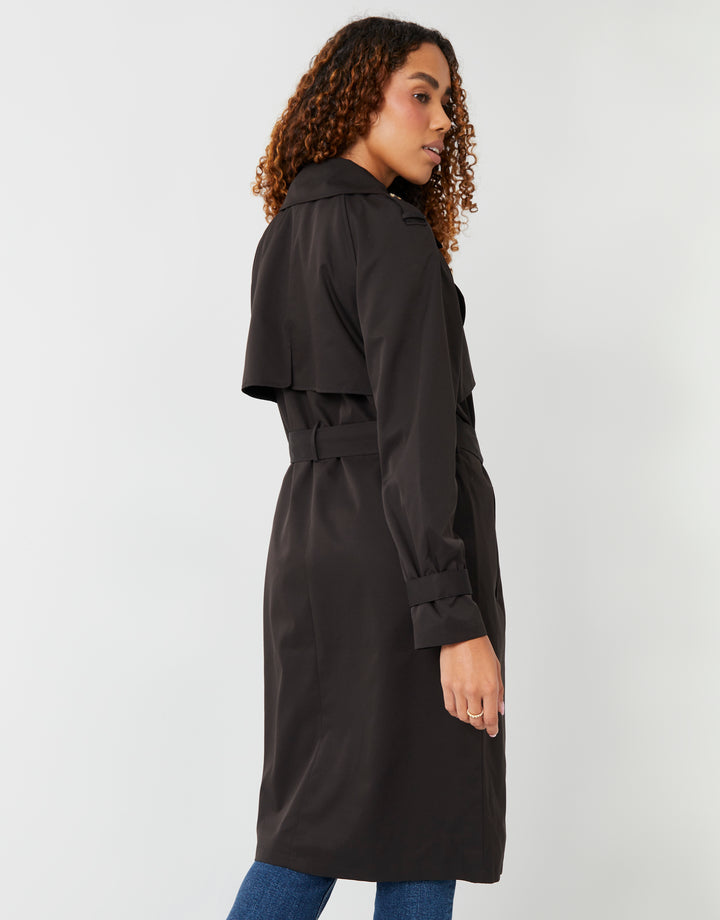 Black Double Breasted Trench Coat
