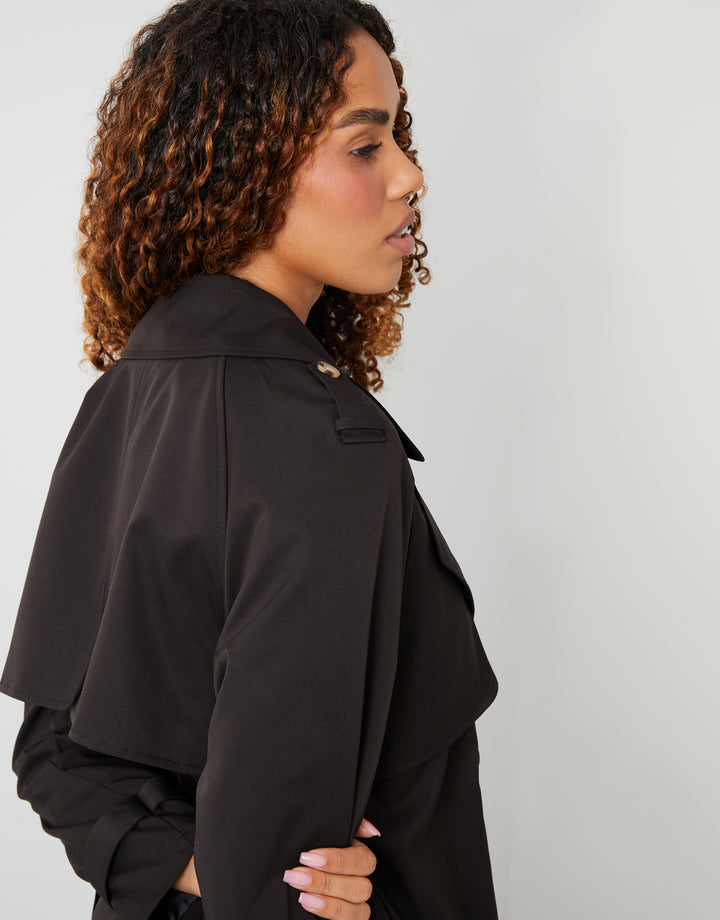 Black Double Breasted Trench Coat