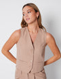 Taupe Fitted Tailored Waistcoat