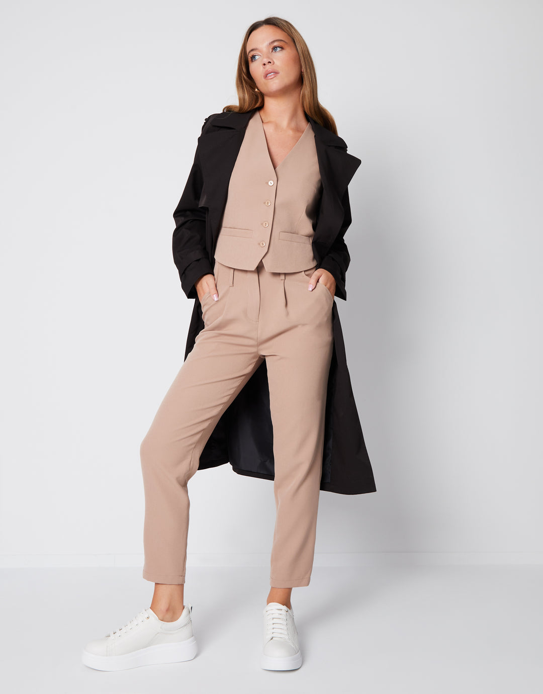 Taupe Fitted Tailored Waistcoat