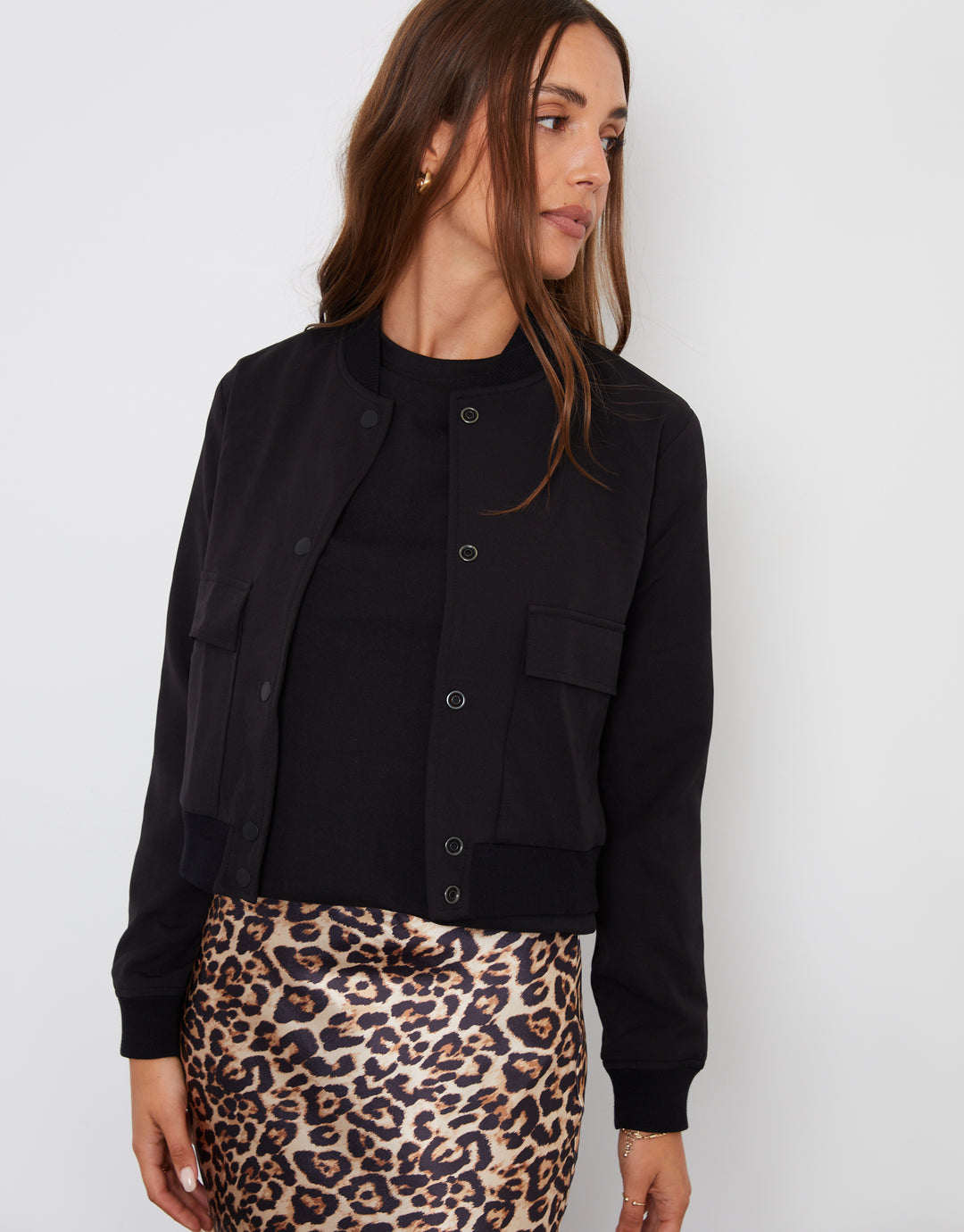 Black Patch Pocket Bomber Jacket