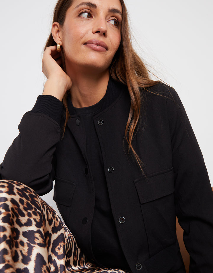 Black Patch Pocket Bomber Jacket