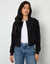 Black Brushed Cropped Bomber Jacket