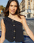 One Shoulder Lined Waistcoat in Black