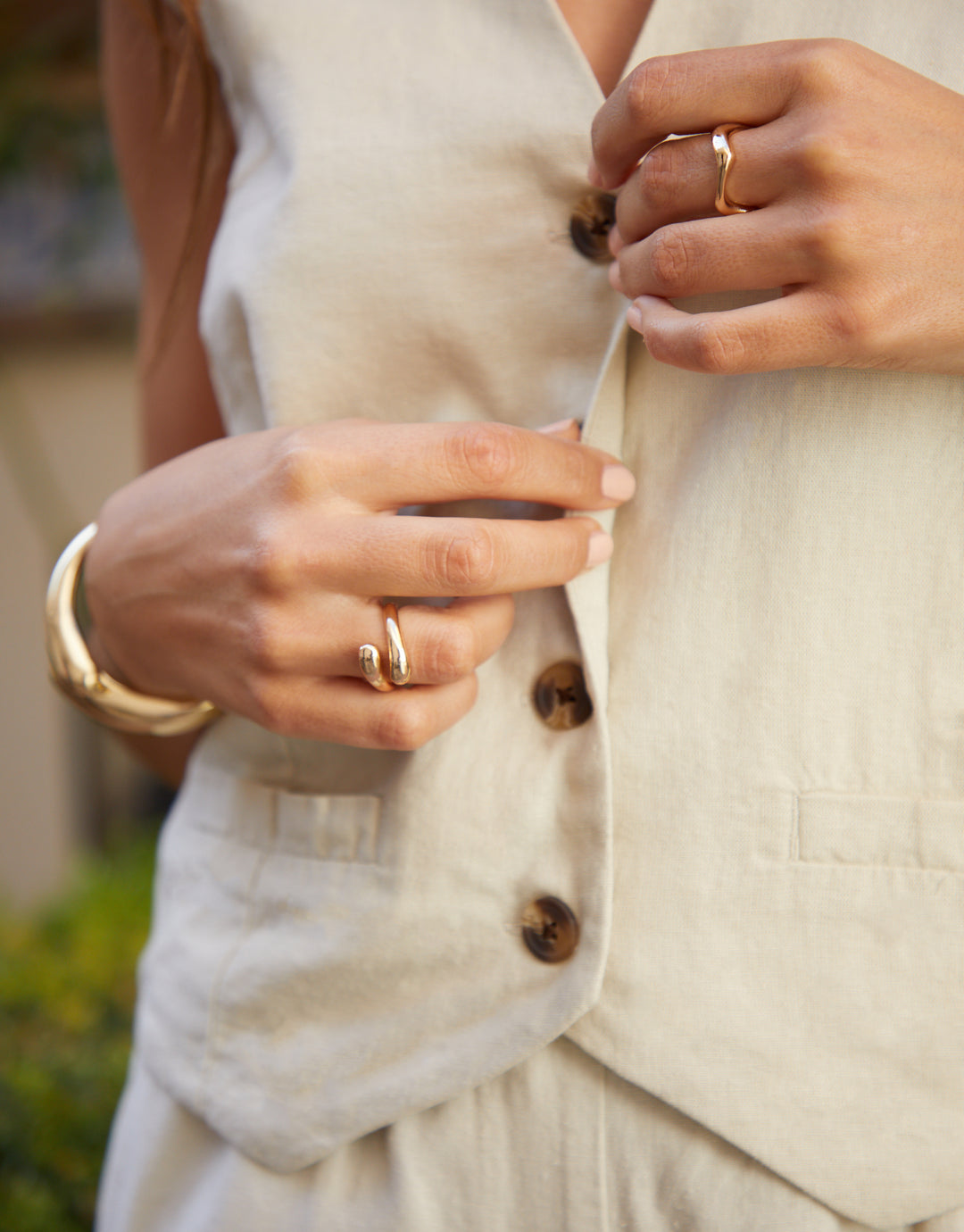 Ecru Linen Blend Waistcoat