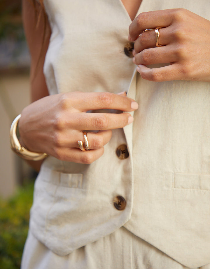 Ecru Linen Blend Waistcoat