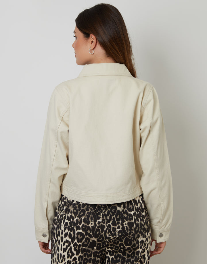 Ecru Boxy Denim Jacket