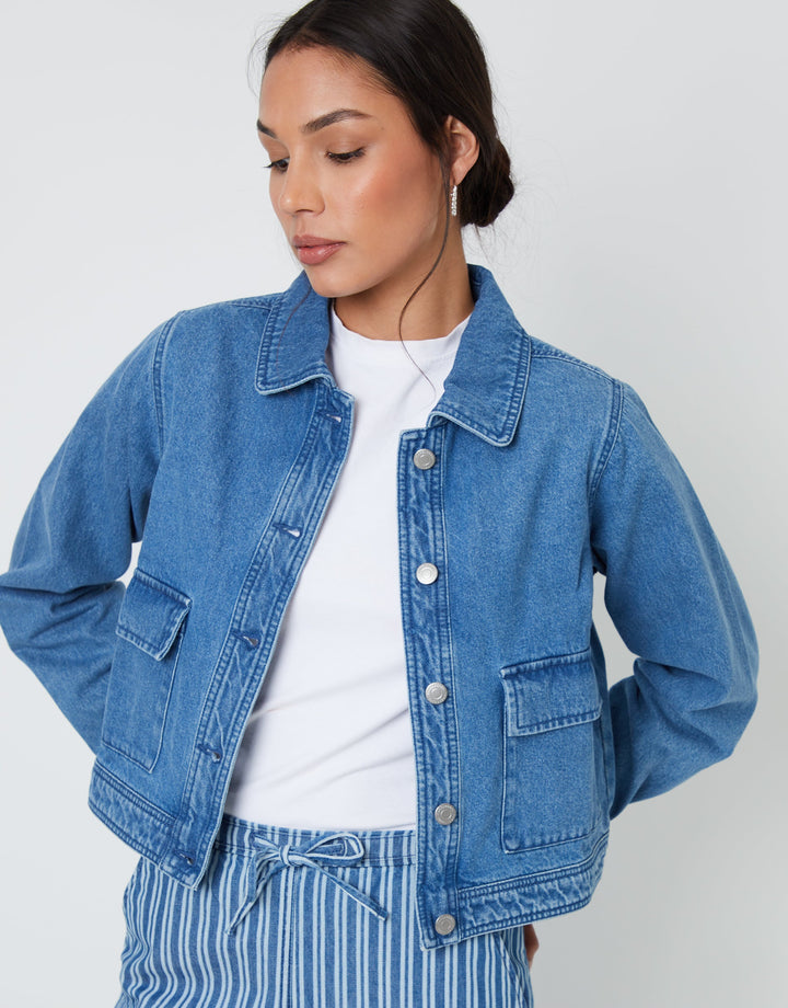 Mid Wash Boxy Denim Jacket
