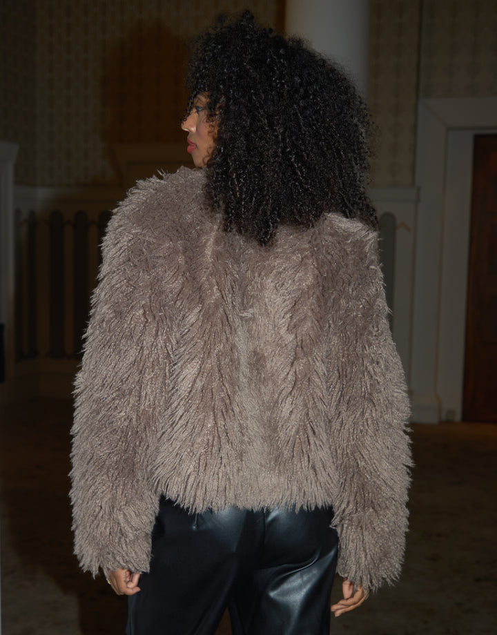 Mushroom Mongolian Faux Fur Coat