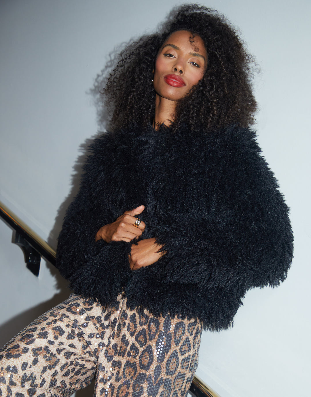 Black Mongolian Faux Fur Coat