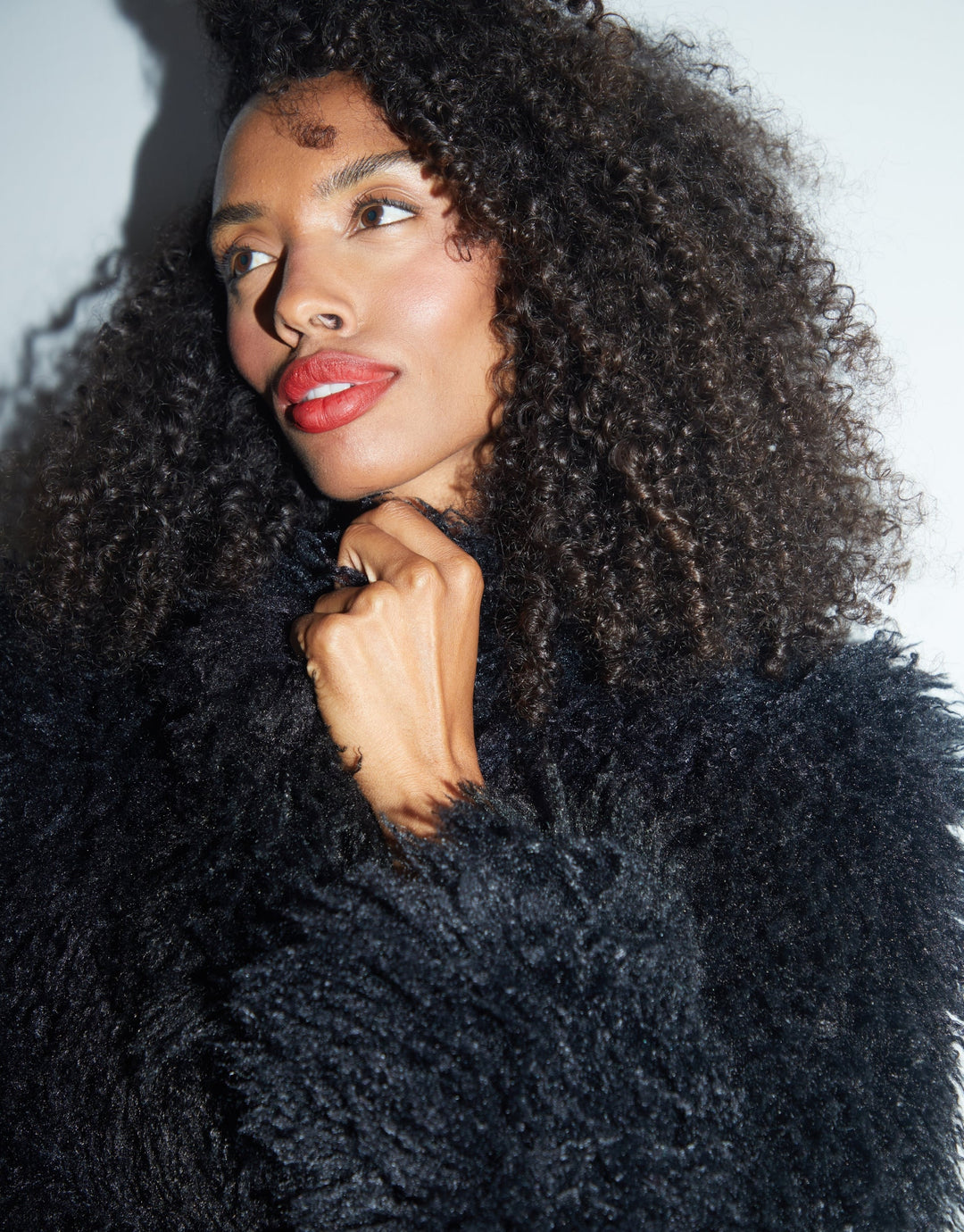 Black Mongolian Faux Fur Coat