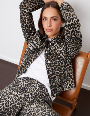 Leopard Print Denim Jacket
