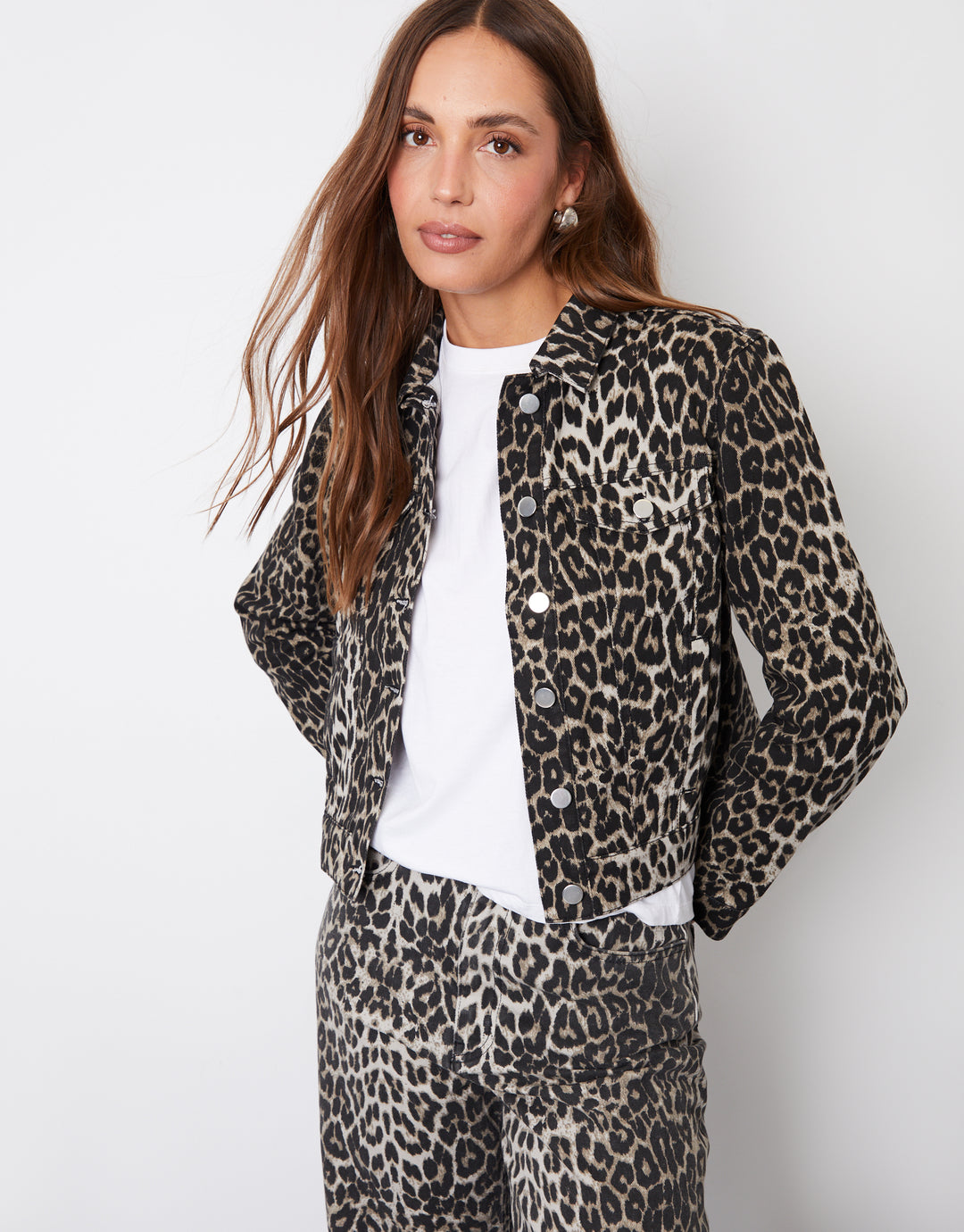 Leopard Print Denim Jacket