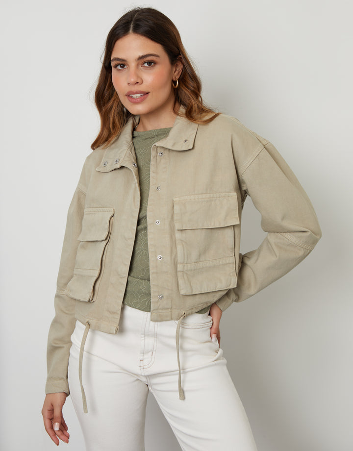 Sage Green Twill Utility Jacket