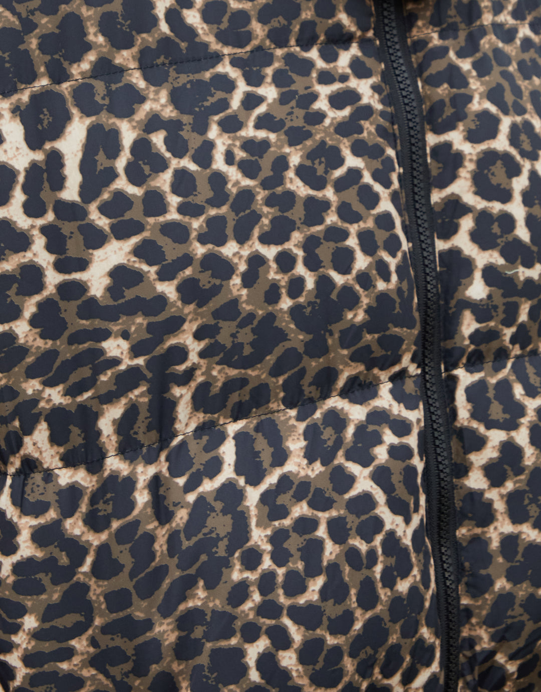 Leopard Mid Length Hooded Puffer Coat