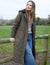 Khaki Green Diamond Quilted Heritage Longline Barn Jacket with Removable Hood