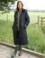 Diamond Quilted Heritage Longline Barn Jacket with Removable Hood in Black